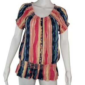 Nine West Rainbow Tie Dye Short Sleeve‎ Top